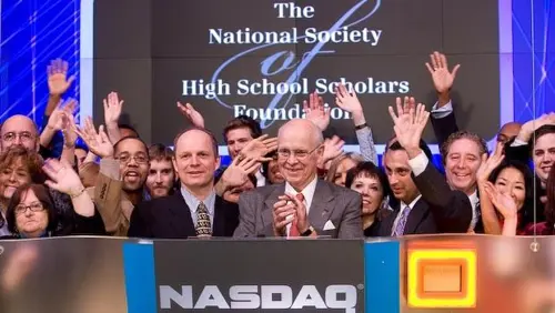 2009, opening NASDAQ with Claes Nobel, James Lewis, Lee Lewis, and the NSHSS community