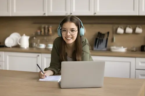 Happy webinar girl