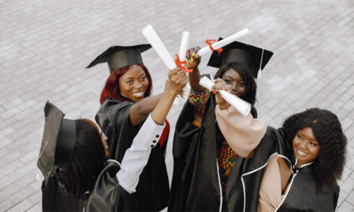 Girls celebrating their graduation