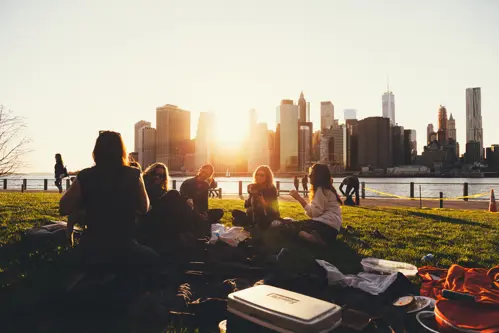 College Student Having a Picnic in New York